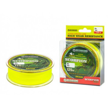 Плетеный шнур BUSHIDO SCORPION Х-4 125м (ярко-желтый)