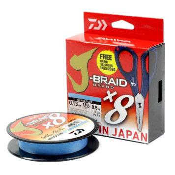 Набор Daiwa плетеный шнур + ножницы J-BRAID GRAND X8E-W/SC 135м Island Blue