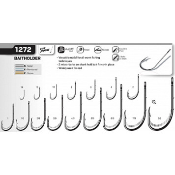 Крючок Cannelle 1272 Z (бронза, две бородки на цевье, отогнутое жало)-1