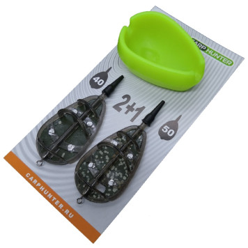 Набор флэт кормушек + форма для прикормки CarpHunter In-Line Flat Method Feeder Set 40г+50г