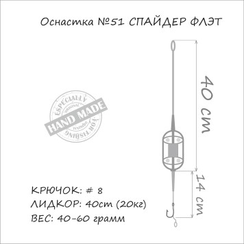 Оснастка карповая Orange Carp №51 Spider Flat Method Leadcore под бойл-2