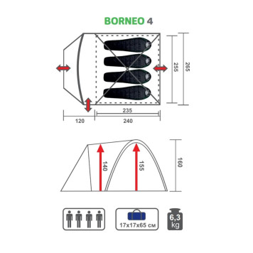 Четырехместная палатка BORNEO-4-G зеленая Premier Fishing-1