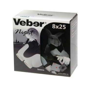 Бинокль Veber White Night 8x25 белый/черный-4