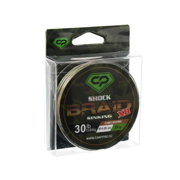 Шок лидер Carp Pro Diamond Shock Braid PE X8 30lb 25м 0.20мм Camo Brown-2