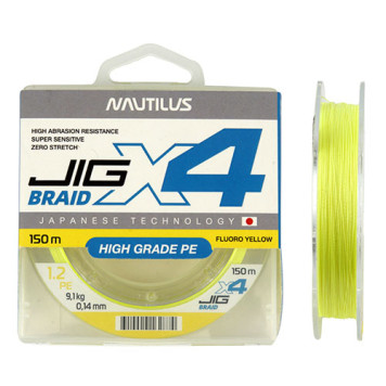 Шнур Nautilus X4 Jig Braid Fluoro Yellow 150м
